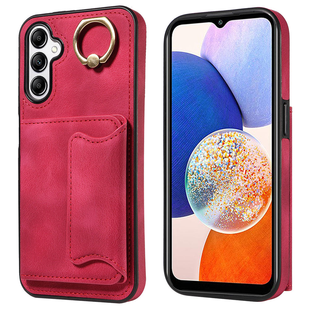 001 For Samsung Galaxy A14 5G A14 4G Ring Kickstand Card Holder Cover Skin-touch PU Leather TPU Phone Case 001 For Samsung Galaxy A14 5G A14 4G Ring Kickstand Card Holder Cover Skin-touch PU Leather TPU Phone Case